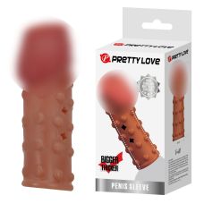 Стимулирующая насадка на член рельефная коричневая Lybaile  Pretty Love Penis Sleeve