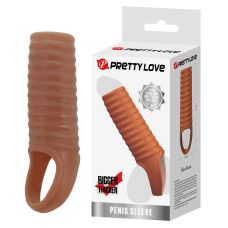 Насадка на член ребриста з петлею тілесного кольору Lybaile Pretty Love Hartman