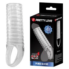 Насадка на член ребристая с петлей прозрачного цвета Lybaile Pretty Love Hartman 