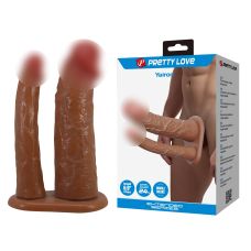 Насадка на член реалістична для подвійного проникнення коричневого кольору Lybaile Pretty Love Yairon