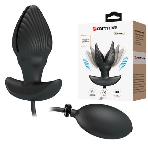 Раскрывающаяся анальная вибропробка черная Lybaile Pretty Love Manson