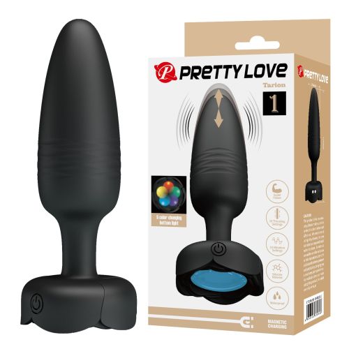 Анальный вибратор с мерцающей подсветкой силикон черный LYBAILE Pretty Love Tarion