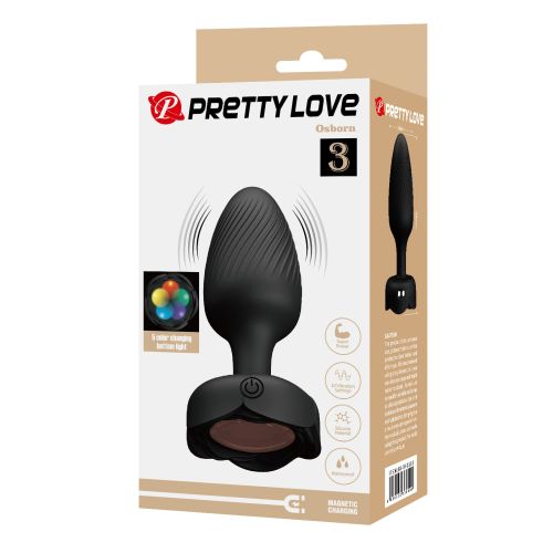 Анальный вибратор с LED-подсветкой черный Lybaile PRETTY LOVE Osborn