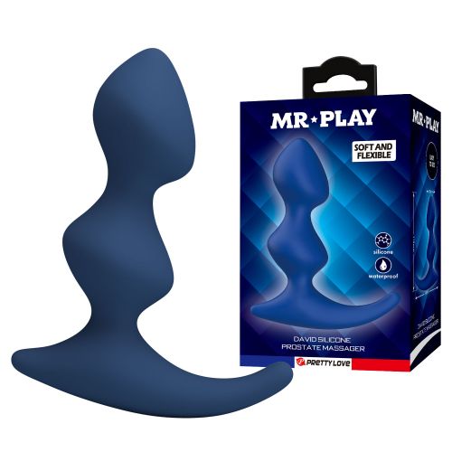 Масажер простати рельєфний силіконовий синій LYBAILE MR.PLAY David Silicone Prostate Massager