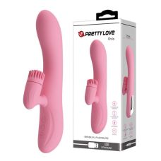 Вібратор силіконовий зі стимуляцією і ротацією щіточки для клітора Pretty Love CHRIS 