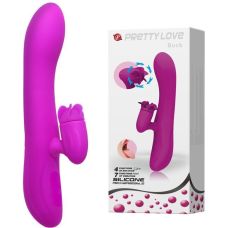 Вібратор силіконовий Pretty Love Buck з обертовим стимулятором клітора 7 режимів роботи