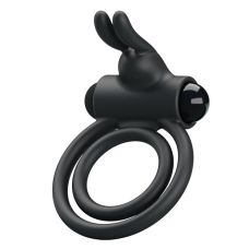 Віброкільце ерекційне подвійне для пеніса і мошонки чорне Pretty Osmond