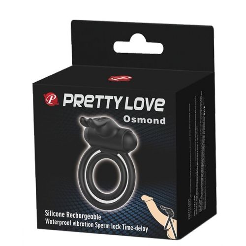 Виброкольцо эрекционое двойное для пениса и мошонки черное Pretty Osmond