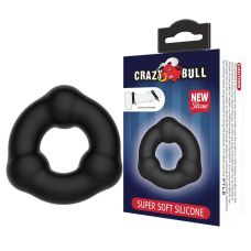 Эректильное кольцо из мягкого силикона с 3-мя шариками LYBAILE Crazy Bull черный