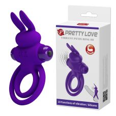 Ерекційне кільце на член із подвійним кільцем фіолетове Lybaile PRETTY LOVE Penis Ring