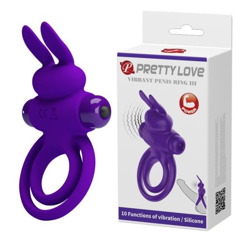 Эрекционное кольцо на член с двойным кольцом фиолетовое Lybaile PRETTY LOVE Penis Ring 