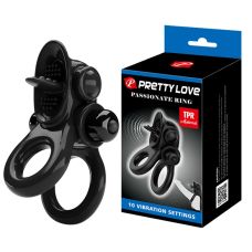 Ерекційне кільце з вібрацією чорне Pretty Love passionate Ring