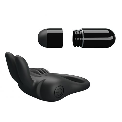 Силиконовое эрекционное кольцо на пенис с системой утяжки и вибростимулятором клитора черное Pretty DAVION