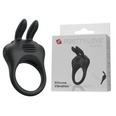 Силиконовое эрекционное кольцо на пенис с системой утяжки и вибростимулятором клитора черное Pretty DAVION
