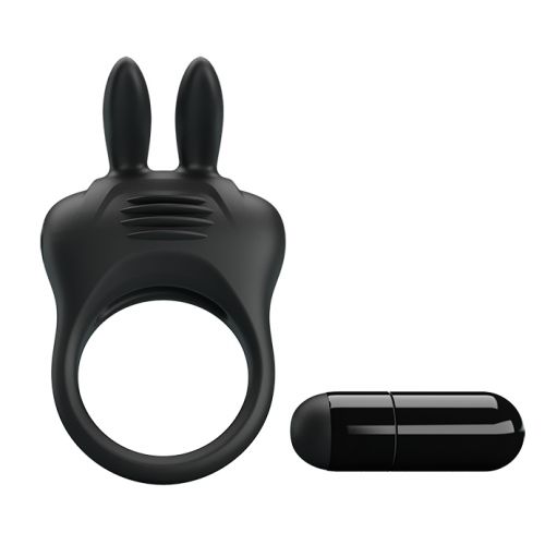 Силиконовое эрекционное кольцо на пенис с системой утяжки и вибростимулятором клитора черное Pretty DAVION
