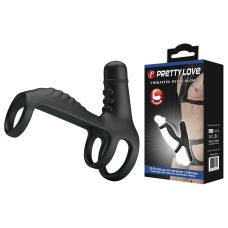 Вібронасадка для чоловіків чорного кольору LYBAILE Pretty Love VIBRATING PENIS SLING