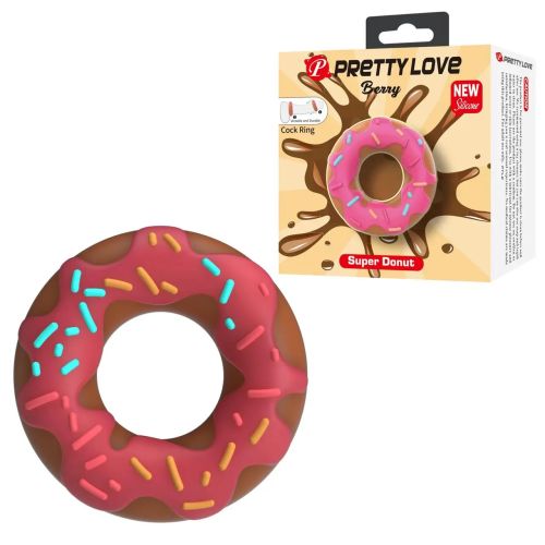 Эрекционное кольцо на член в форме пончика с кремом розовое LYBAILE Pretty Love Berry 