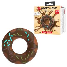 Эрекционное кольцо на член коричневое силиконовое LYBAILE Crazy Bull Choco Super Donut 