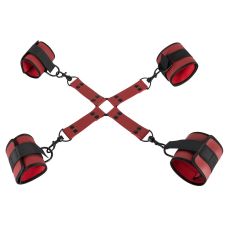 Система фиксации рук и ног БДСМ красно черного цвета Bad Kitty Bondage Set