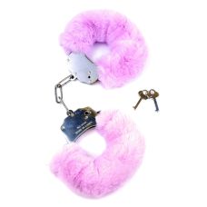 Наручники металлические с пушком для секса розовые SKN Handcuffs