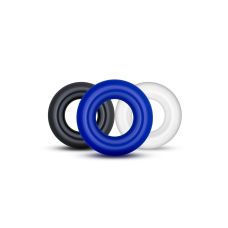 Набір ерекційних кілець на член чорний білий синій Blush STAY HARD Donut