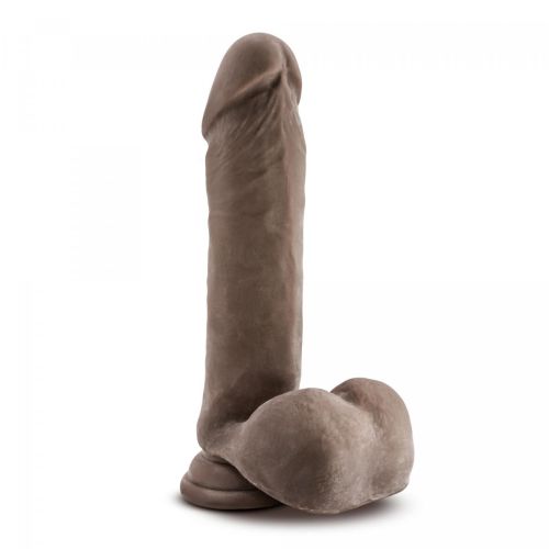 Реалистичный фаллоимитатор с мошонкой на присоске коричневый Blush Dr. Skin Mister Magic 