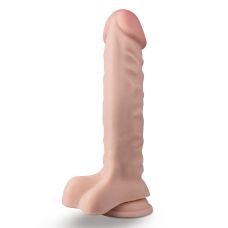 Фалоімітатор реалістичний рухомий з мошонкою на присосці тілесний Blush Dr. Skin