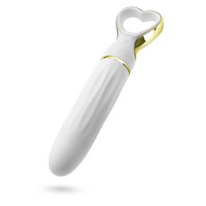 Вибратор рельефный классический с ручкой в форме сердца белого цвета Blush Delice Heartthrob