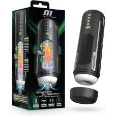 Автоматичесикй мастурбатор с вибрацией функцией посасывания и подогревом в черной колбе Blush Master Blaster 