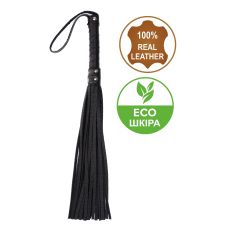 Флогер БДСМ із комбінованої шкіри чорного кольору Flirty COMBO Leather