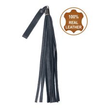 Флогер з 17 хвостами БДСМ з натуральної шкіри синього кольору Flirty Soft