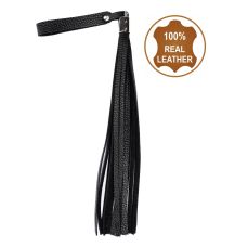 Флогер з 17 хвостами БДСМ з натуральної шкіри чорного кольору Flirty Soft