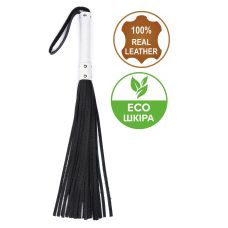 Флогер БДСМ із комбінованої шкіри біло чорного кольору Flirty COMBO Leather