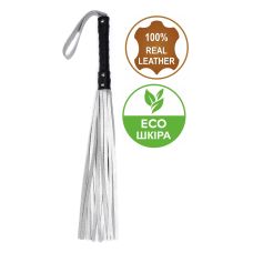 Флогер БДСМ із комбінованої шкіри чорно сріблястого кольору Flirty COMBO Leather