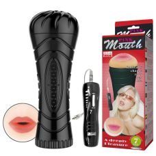 Мастурбатор-вібратор у вигляді рота з кібершкіри Pink Mouth Vibrating