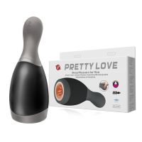Силиконовый мастурбатор для мужчин с вибростимуляцией серый Pretty Love Deep Pleasure