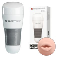 Мастурбатор ротик у білій колбі тілесного кольору Lybaile Preetty love Kitty