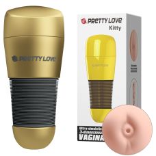 Мастурбатор анус у золотистій колбі тілесного кольору Lybaile Preetty love Kitty