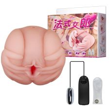 Мастурбатор вагіна та анус з вібрацією тілесного кольору LYBAILE BAILE French lady