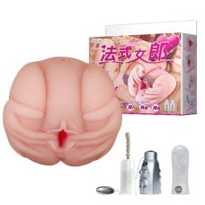 Мастурбатор вагина и анус с вибрацией, ротацией, подогревом и звуковым сопровождением BAILE French Lady бежевый