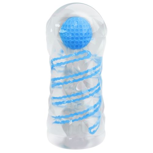 Мастурбатор для мужчин с внутренней спиральной структурой и стимулирующим шариком голубого цвета Lybaile Pretty Love