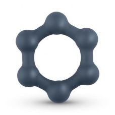 Эрекционное кольцо на член с металлическими шариками силиконовое серое Boners 