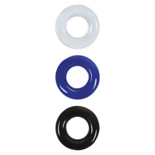Набор из 3 силиконовых эрекционных колец белый синий черный STAY HARD
