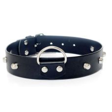 Ошейник с шипами БДСМ из искусственной кожи черного цвета Fetish Boss Series ширина 30 мм