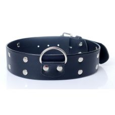 Ошейник с шипами БДСМ из искусственной кожи черного цвета Fetish Boss Series ширина 40 мм