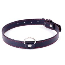 Ошейник с красной строчкой БДСМ из искусственной кожи черного цвета Fetish Boss Series 