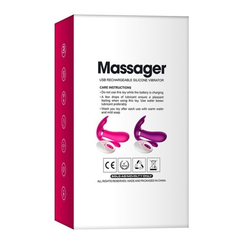 Вибратор 3в1 вагинальный с анальным и клиторальным стимулятором и функцией подогрева с пультом ДУ розового цвета Boys of Toys Remote wearable vibrator 