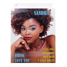 Надувная резиновая кукла мулатка для секса с напечатанным лицом и Вагиной и Анусом и Ротиком коричневого цвета Boss series Sandra 3 отверстия