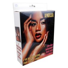 Надувная резиновая кукла мулатка для секса с напечатанным лицом и Вагиной и Анусом и Ротиком коричневого цвета Boss series Amelia 3 отверстия