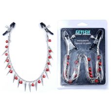Зажимы для сосков на серебристой цепочке с красными камушками BOSS of TOYS Fetish Boss Series №3